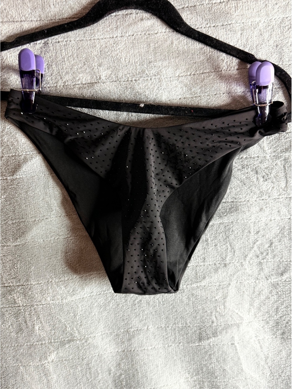 Victoria’s Secret Black Rhinestone Shine Bikini Bottom Crystal Swim NWOT